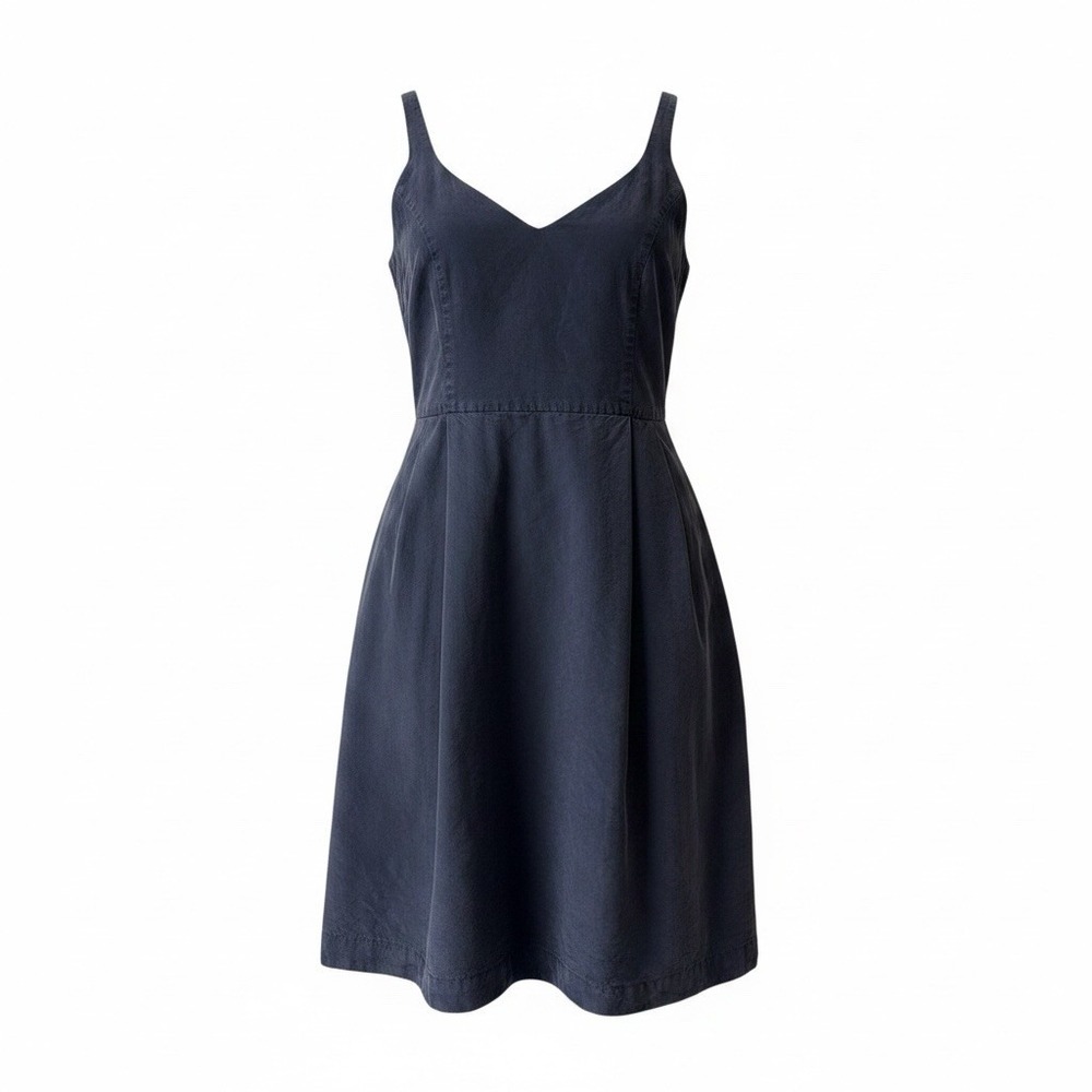 Vtg Ann Taylor Blue Silk Sleeveless Cocktail Dress Womens Size 4 90s Glam Rock